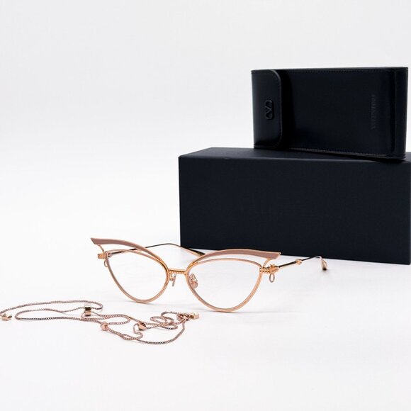 NEW VALENTINO GLASSLINER VLX-118F EYEGLASSES CAT EYE GOLD EYEWEAR WITH CHAIN - Picture 1 of 9